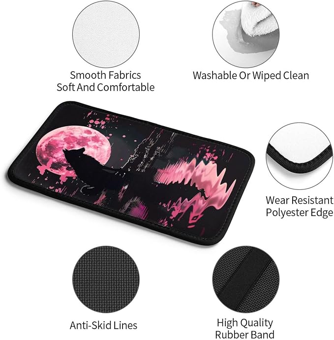 Universal Car Center Console Cushion Pad, Wolf in The Pink Moonlight Soft Waterproof Car Center Console Cover Auto Armrest Seat Box Cover Protector for Most Vehicle SUV Truck Car