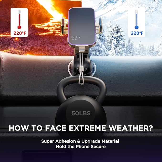 Wireless Car Charger,【7 Colored RGB Backlit】 15W Auto Clamping Phone Holders for Your Car for iPhone 16 15 14 13 12 Mini Pro Max 11 XR XS X, Samsung Galaxy S24 Ultra S23 S22 S21+ Note 20, etc - Gold