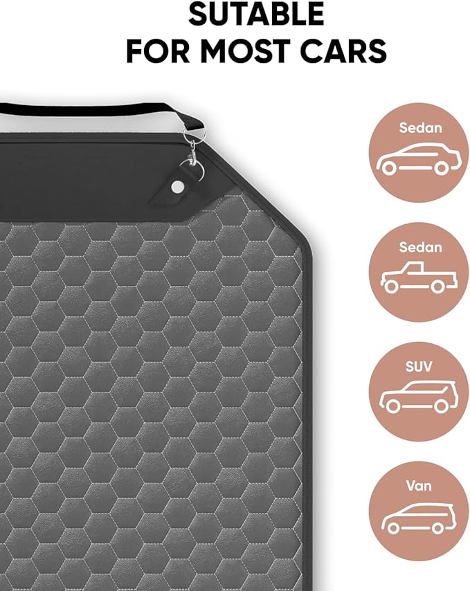 Owleys Kick Mat Back Seat Protector - Car Back Seat Cover for Kids Feet - Waterproof & Sturdy Protector for Upholstery from Dirt, Mud, Scratches and Stain (Gray)