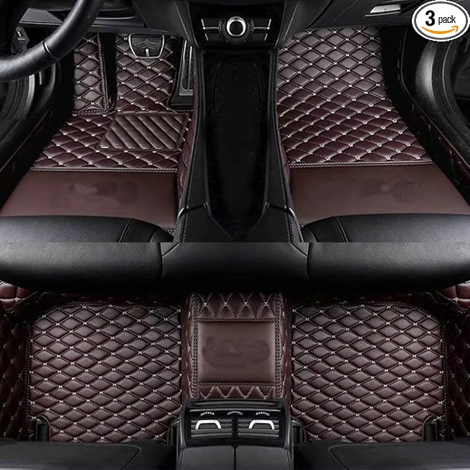 YaruicarCustom Car Floor Mats for 99.99% Sedan SUV Sports Car Men Women Protection Full Coverage Pads Anti-Slip Leather Floor Lining All Weather Car Floor Mats (Coffer)