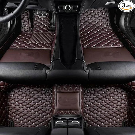 YaruicarCustom Car Floor Mats for 99.99% Sedan SUV Sports Car Men Women Protection Full Coverage Pads Anti-Slip Leather Floor Lining All Weather Car Floor Mats (Coffer)