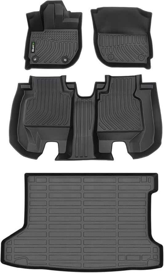 All Weather Car Floor Mats & Cargo Liner for Honda HR-V 2016-2022 (FWD Models) Custom Fit Full Set Accessories - Black