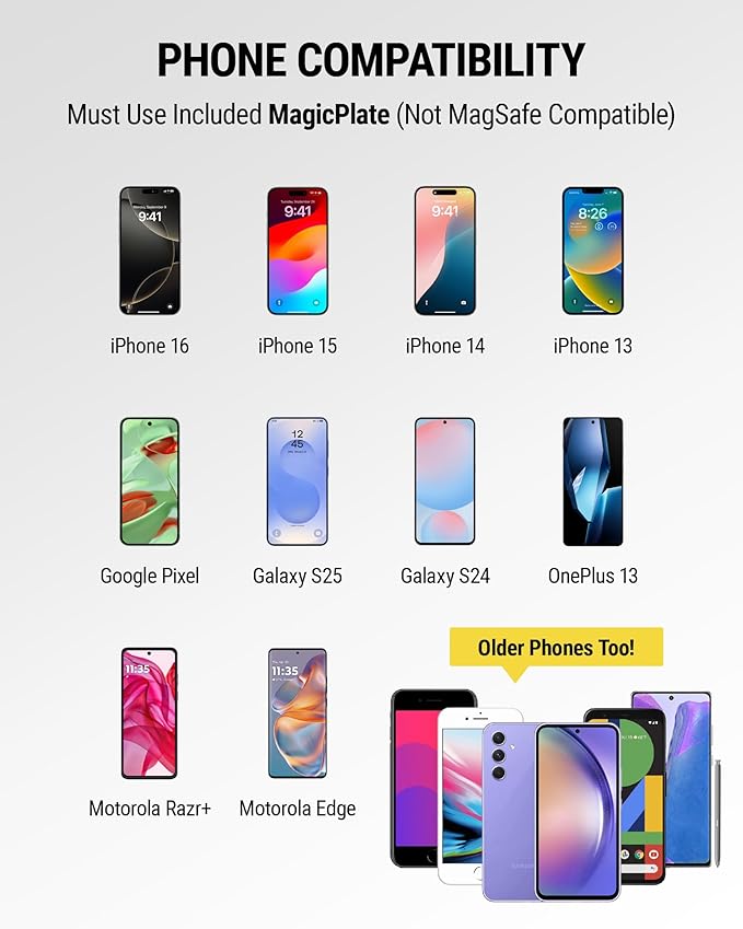 Scosche MAGDMB MagicMount Magnetic Phone Mount for Car, Dashboard Cell Phone Holder with 360° Adjustable Magnet Head, Universal Phone Stand for Car Compatible with iPhone, Samsung, and All Devices