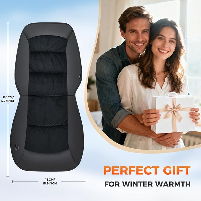 FLORICH Winter Car Seat Cover Furry Seat Cushion for Car Driver or Passenger Seat Cushion Front Car Seat Covers for Full Back Universal Fit for Car SUV Truck Van, Black, 1PCS