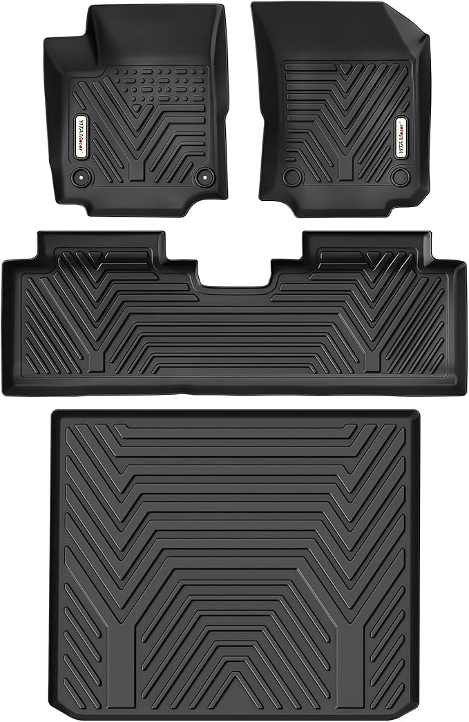 YITAMOTOR Floor Mats Set TPE-LITE Fit for Chevrolet Equinox 2024-2018, Floor Liners Custom Fit for Equinox 1st & 2nd Row Mats and Cargo Liner All Weather Protection Accessories, Black