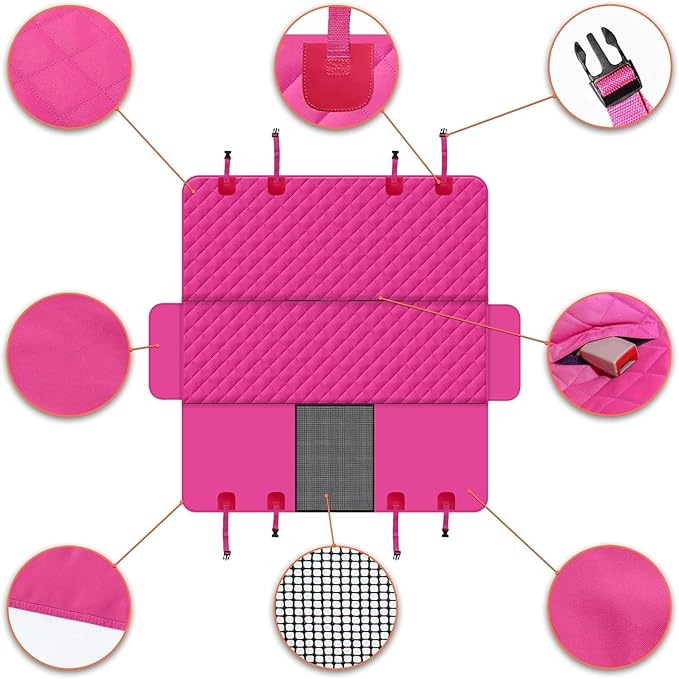 GXT Dog Back Seat Cover Protector for Cars SUV and Trucks with Mesh Window, Scratchproof Nonslip and Waterproof Material