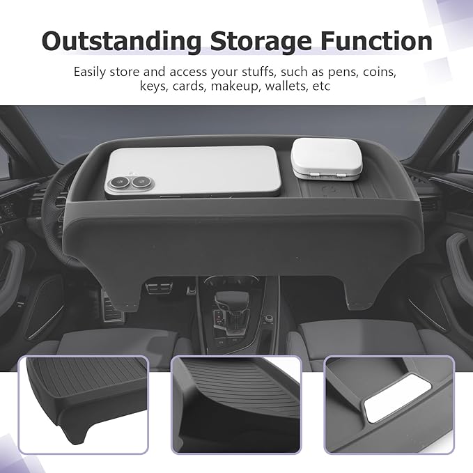 LUWU Dashboard Storage Tray Compatible with 2020-2025 Audi A4L/A4/S4 & 2021-2025 Audi A5/S5/Q5/Q5L & 2021-2025 VW ID.4 Behind Screen Organizer Center Console Display Box Dash Tray