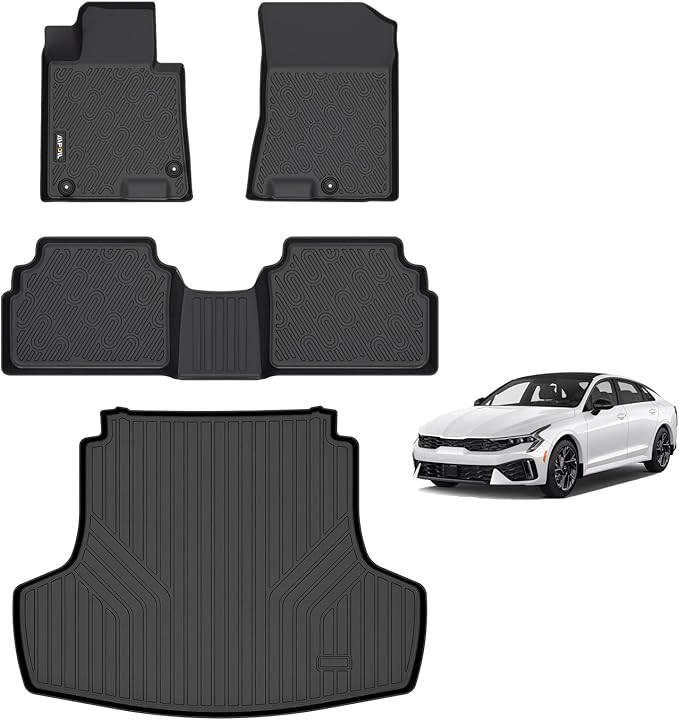 AIPOIL® Floor Mats & Cargo Liner Set for 2021-2025 Kia K5 (Only FWD Models) & 2020-2025 Hyundai Sonata (Include Hybrid) All Weather Protection Full Set Custom Car Mats Accessories - Black