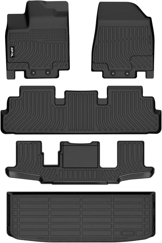 AIPOIL® Floor Mats & Cargo Liner Set for 2022-2025 Nissan Pathfinder 7 Seats All Weather Protection TPE Anti-Slip Automotive Full Set Custom Car Mats Accessories - Black