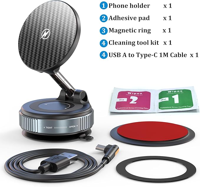 PlusAcc Vacuum Magnetic Phone Holder for Car (Charging)
