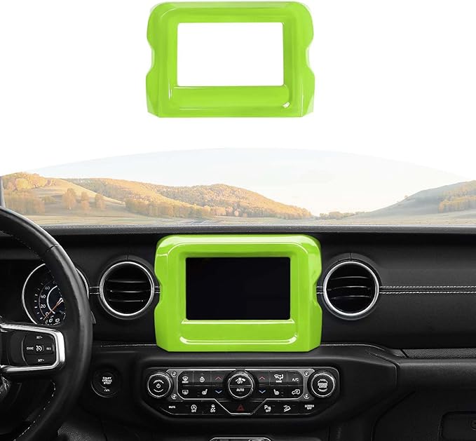 RT-TCZ for Jeep JL Center Console Radio Display Panel Trim Cover for Jeep Wrangler JL JLU Gladiator JT 2018-2023 Green Interior Accessories 7 inch