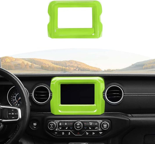 RT-TCZ for Jeep JL Center Console Radio Display Panel Trim Cover for Jeep Wrangler JL JLU Gladiator JT 2018-2023 Green Interior Accessories 7 inch