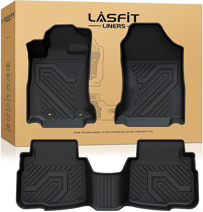 LASFIT Floor Mats for Subaru Outback & Legacy 2020-2025, All Weather TPE Custom Fit Easy Clean Durable No-Curling Floor Liners for Subaru Outback 1st & 2nd Row Car Mats, Black