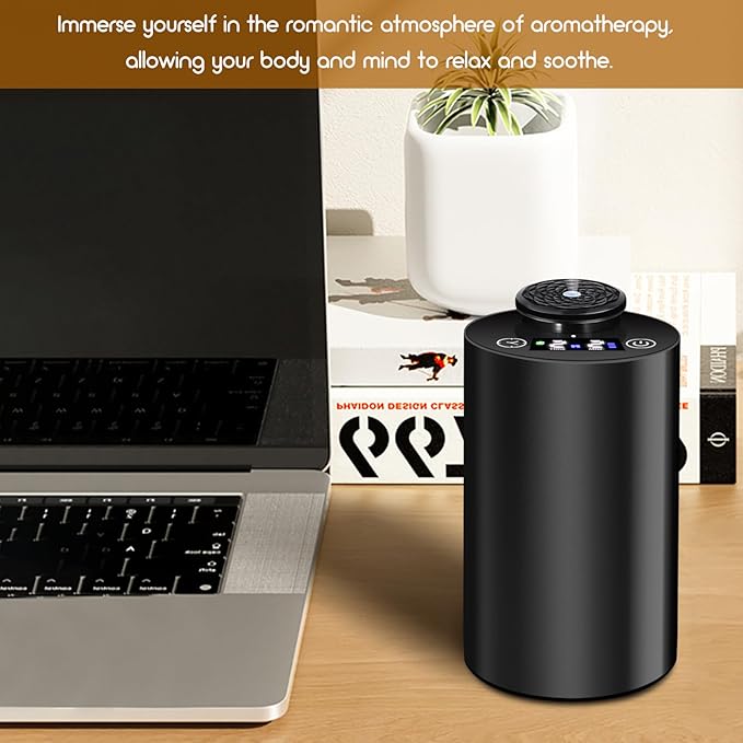 Diffuserlove Waterless Essential Oil Diffusers Car Aromatherapy Diffuser Rechargeable Travel Cordless Air Diffuser for Home Room Office Portable Scent Machine Metel Black