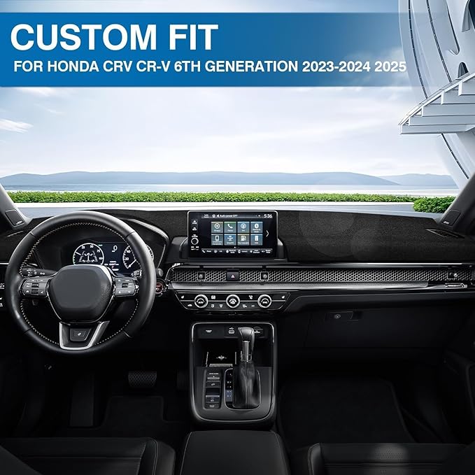 KUST Car Dash Cover for Honda CR-V CRV 2023-2025 2026(with HUD) Polyester Dashboard Cover Non-Slip Interior Accessories for Honda CRV CR-V Custom Fit Dash Mat Sunshade No Glare Black