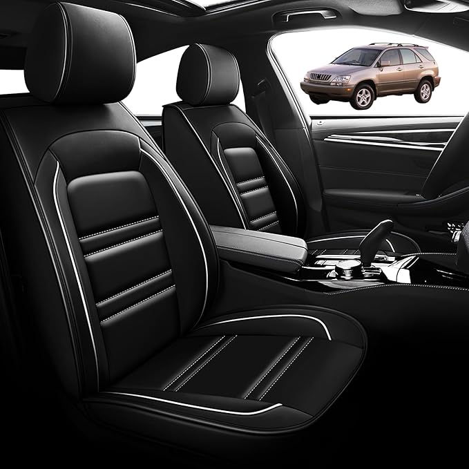 Seat Cover for Lexus Car rx300 1999-2003 | Car Seat Covers Front Seats, Waterproof Seat Protectors, Automotive Front Seat Covers (Front Seat, Black&White Line)