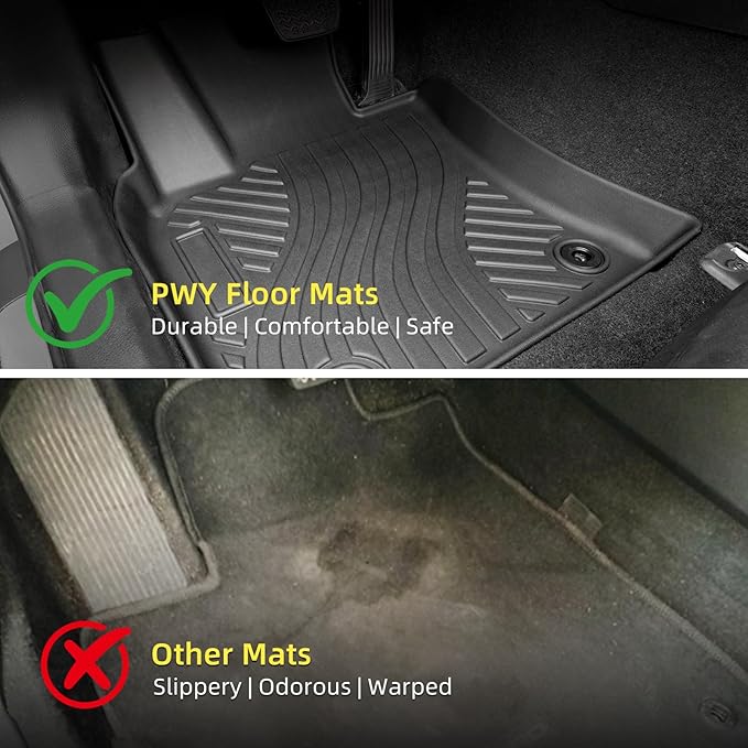 Floor Mats & Cargo Liner for Toyota Camry 2018–2024 (FWD Only), All Weather Protection, Heavy Duty Floor Mats, Waterproof Mats, Custom Fit, Anti-Slip, Easy to Clean, TPE Accessories, Full Set, Black