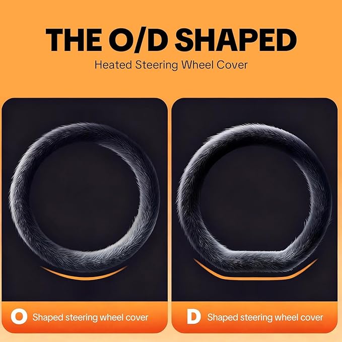 Wireless Heated Steering Wheel Cover, 15-inch Universal Fit, USB-C Fast Charging, Heats Up in 5 Seconds, Non-Slip Steering Wheel Warmer for Cars, Trucks, SUVs, and Winter Driving (Type D / 0 to -20°C)