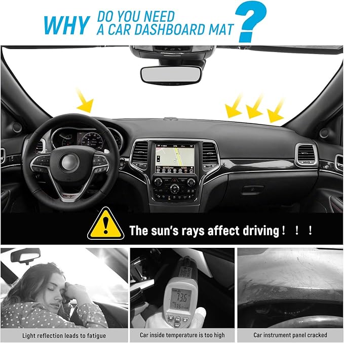 ZZEQYG Dash Cover for Jeep Grand Cherokee(Not for L Model) 2011-2020 Accessories Flannel Dashboard Cover Dash Mat Center Console Cover Sunshield Protector Pad