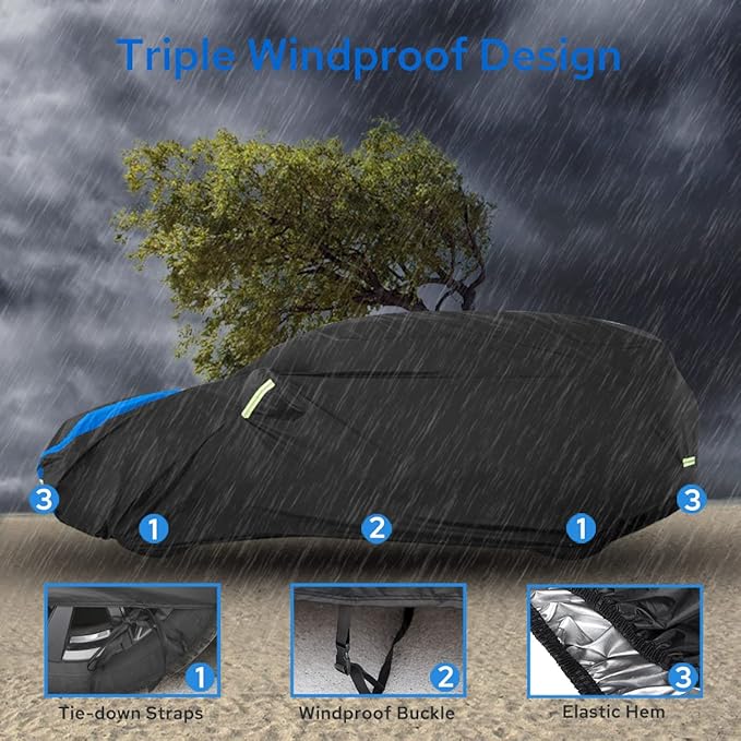 Avecrew SUV Car Cover Waterproof All Weather for Automobiles, Outdoor Heavy Duty Full Exterior SUV Covers (Length: 193"-208")