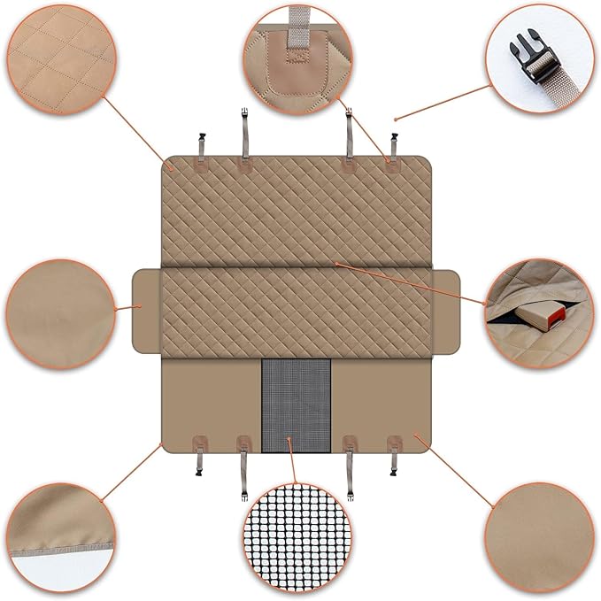 GXT Dog Back Seat Cover Protector for Cars SUV and Trucks with Mesh Window, Scratchproof Nonslip and Waterproof Material