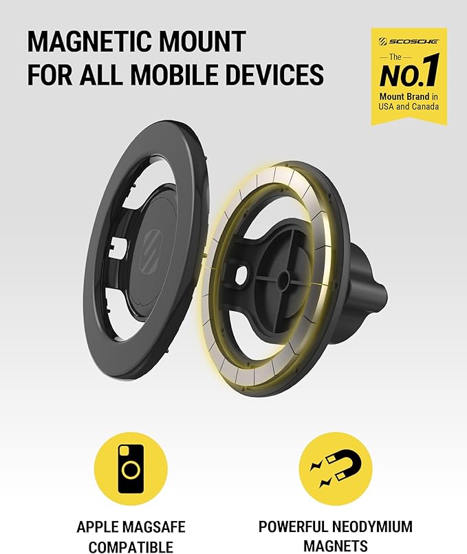 Scosche MagicMount™ SMSCUP Magnetic Cup Holder Phone Mount with Adjustable Gooseneck and Magnet Head, MagSafe Phone Holder for Car Compatible with iPhone 16 15 14 13 12 Series, Mag Safe Case & Android