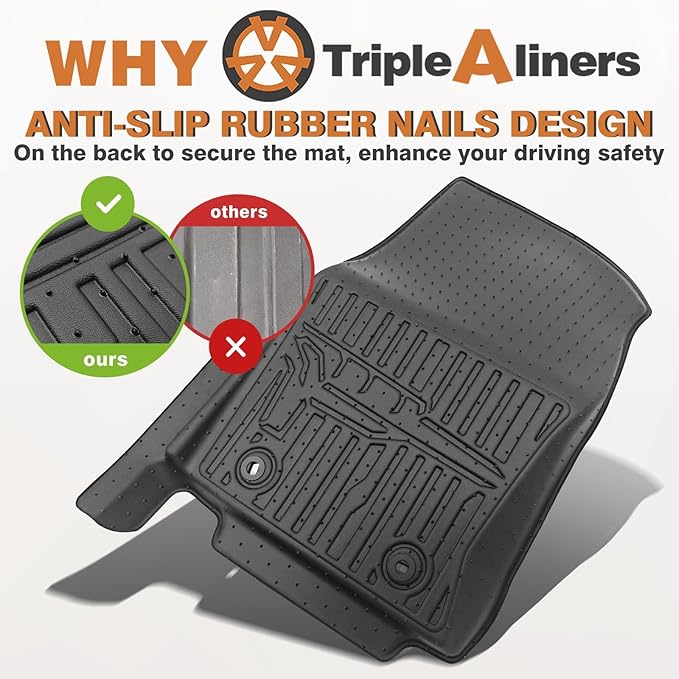 TripleAliners Floor Mats Compatible with Toyota Tundra 2022-2025 CrewMax Cab Accessories All Weather Custom Fit TPE Floor Liners 1st & 2nd Row Full Set Interior Liners