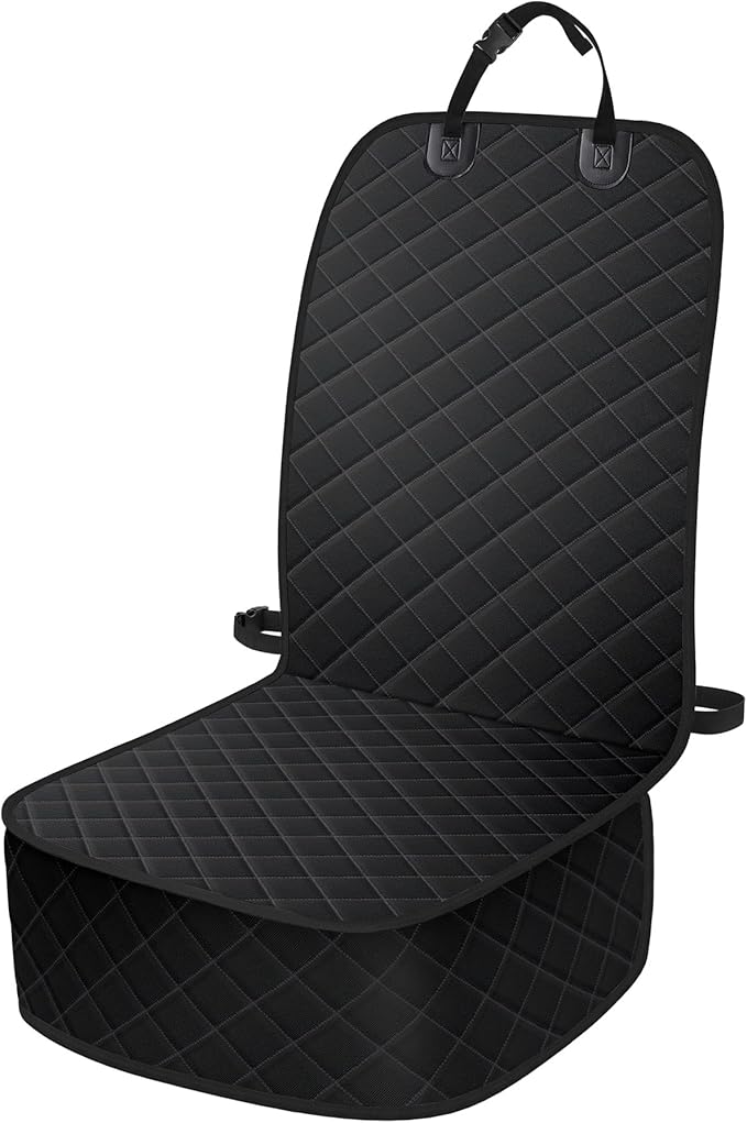 Dog Car Seat Covers, Waterproof Front Seat Cover for Dogs, Scratch-Proof, Nonslip Pet Passenger Seat Cover Protector, Universal Fit for Cars Trucks SUVs, Large Size, Black