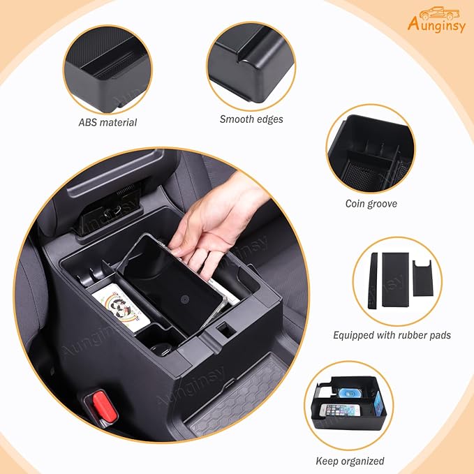 Aunginsy Center Console Organizer Tray Kit Compatible with Nissan Frontier 2022 2023 2024 Pickup Truck Armrest Storage Box & Dashboard Table Tray Storage Box Phone Holder Insert Non-Slip Accessories