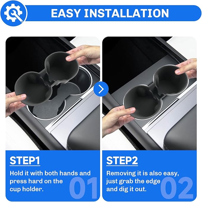 SXCY for 2025 Tesla Model Y Accessories Cup Holder Insert Silicone Cup Holder Limiter for 2025 Tesla Model Y Drink Holder Adapter Non-Slip Drink Stopper Stabilizer