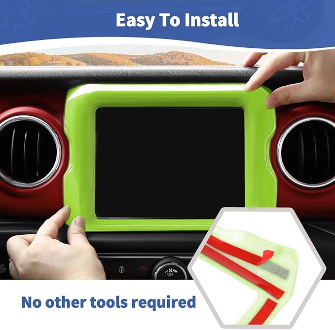 RT-TCZ for Jeep JL Center Console Radio Display Panel Trim Cover for Jeep Wrangler JL JLU Gladiator JT 2018-2023 Green Interior Accessories 8.4 inch