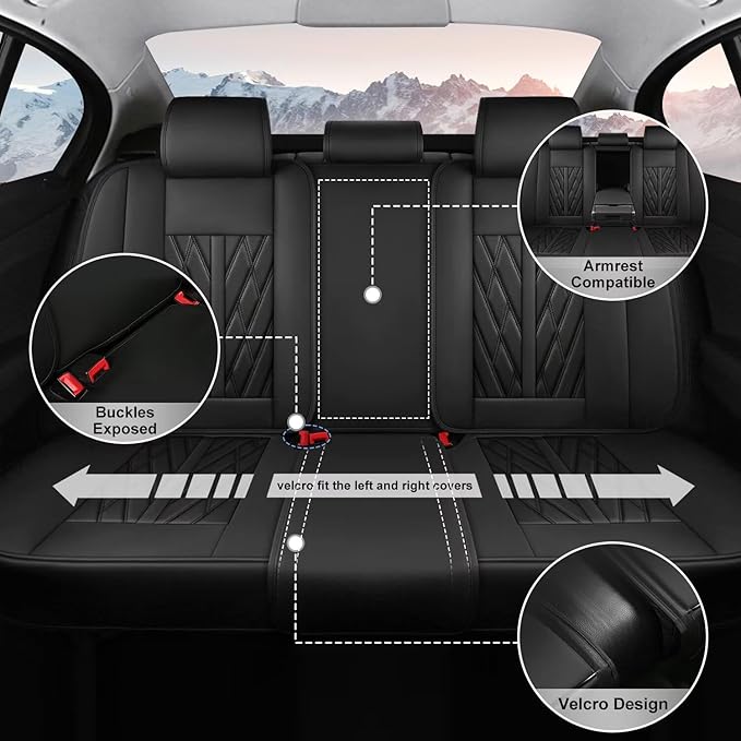 TTX LIGHTING Seat Covers Fit for Ford Escape 2001-2026 Seat Covers Full Set Car Seat Covers Faux Leather Breathable Waterproof Car Seat Protector (5 Seats, Black)