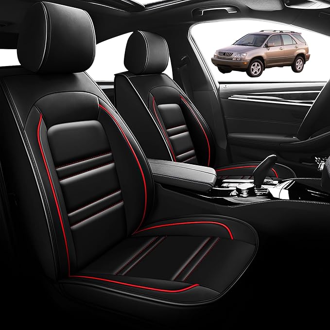 Seat Cover for Lexus Car rx300 1999-2003 | Car Seat Covers Front Seats, Waterproof Seat Protectors, Automotive Front Seat Covers (Front Seat, Black&Red Line)