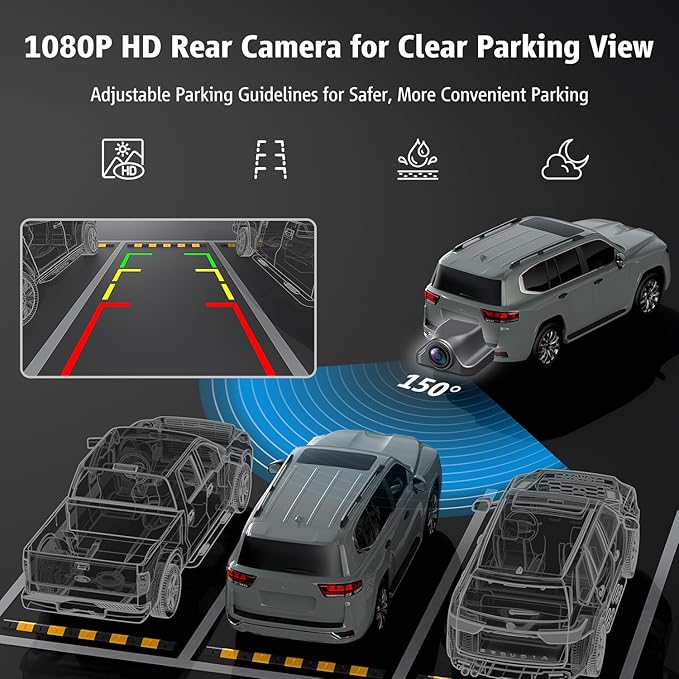 Portable Wireless CarPlay Screen, 10.26" Fully Laminated IPS Touch Screen Car Stereo with Wireless CarPlay & Android Auto, 4K Front 2.5K Rear Dash Cam,1080P Backup Camera,Super Link,Plug & Play