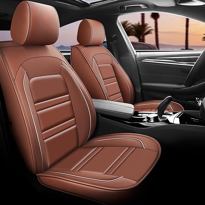 Seat Covers for Cadillac SRX 2004-2016 | 5-Seats Leather Seat Covers, Easy to Install Automotive Seat Covers Full Set (Full Set, Coffee)