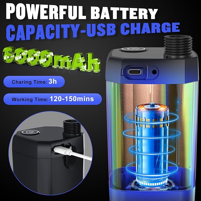 Portable Shower for Camping, [Long-Lasting] Spopal 6000mAh Rechargeable Camping Shower with Intelligent LED Display, 4 Spray Modes, IPX7 Waterproof Outdoor Camp Pump for Hiking, Travel, Car, Pet