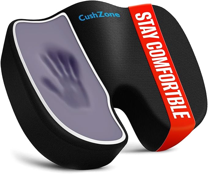 Seat Cushion, Office Chair Cushions, Car Seat Cushion, Non-Slip Sciatica & Back Coccyx Tailbone Pain Relief Chair Pad, Memory Foam Pillow for Computer Desk, Wheelchair, Driving(Black)