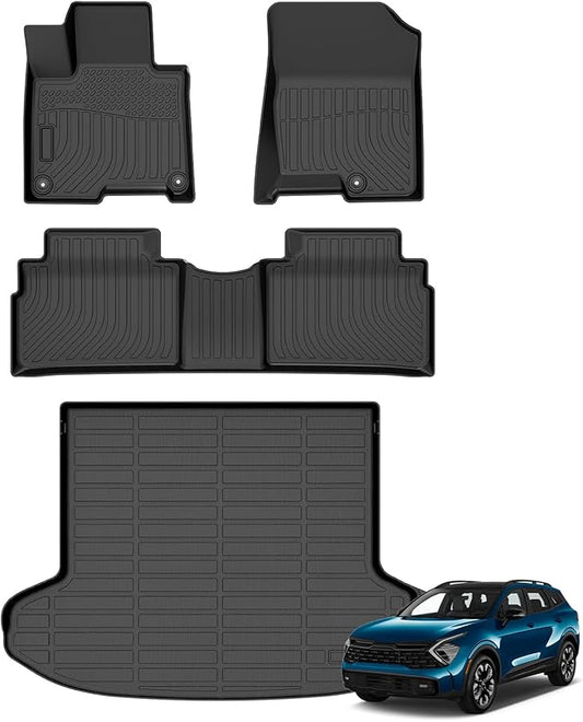 Floor Mats & Cargo Liner for kia Sportage PHEV(Plug in Hybrid) 2023-2026, All Weather Automotive TPE Floor Liners Set Anti-Slip Waterproof Accessories (Car Mats+Trunk Mat) Black
