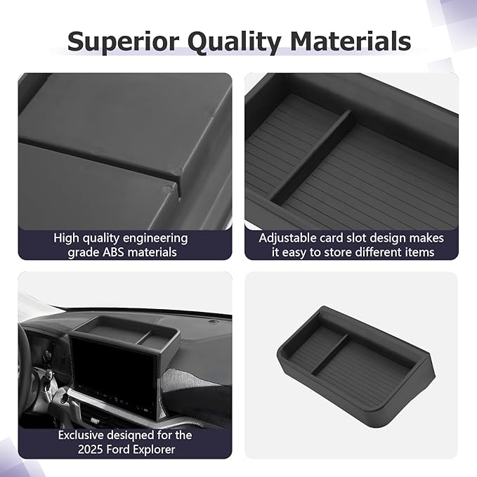 LUWU for 2025 Explorer Dashboard Storage Tray 2025 Ford Explorer Active/ST-Line/Platinum/ST 13.2-inch Behind Screen Organizer Center Console Display Box Dash Tray Explorer 2025 (Only for 13.2" Screen)