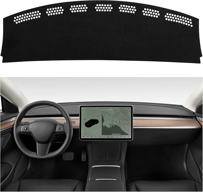 SPEEDWOW Dashboard Dash Board Cover Mat Carpet Compatible with Tesla Model Y 2020-2024, Compatible with Tesla Model 3 2017-2023