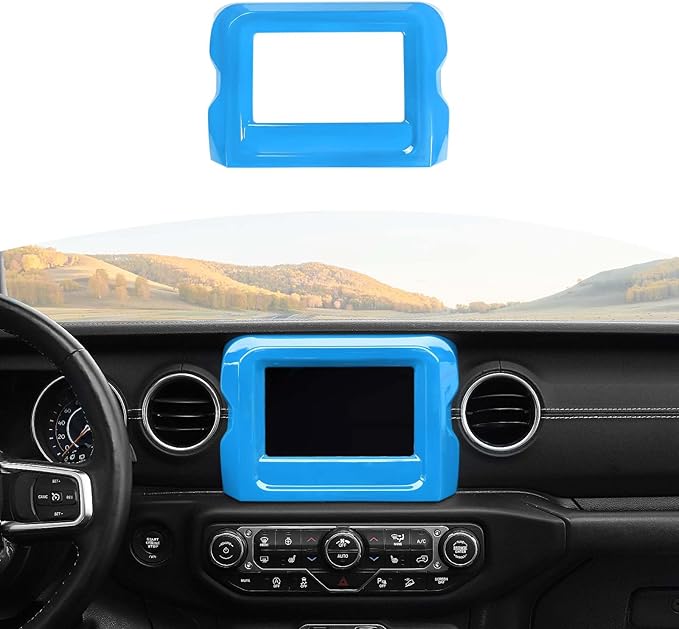 RT-TCZ for Jeep JL Center Console Radio Display Panel Trim Cover for Jeep Wrangler JL JLU Gladiator JT 2018-2023 Light Blue Interior Accessories 7 inch