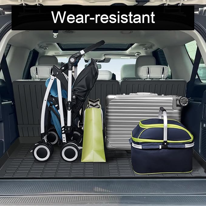 All-Weather Car Floor Mats & Cargo Liner for 2025 Ford Expedition MAX 7 Seats TPE Anti-Slip Full Set Floor Liner with Trunk Mat &2nd/3rd Row Backrest Waterproof Automotive Expedition Max Accessories