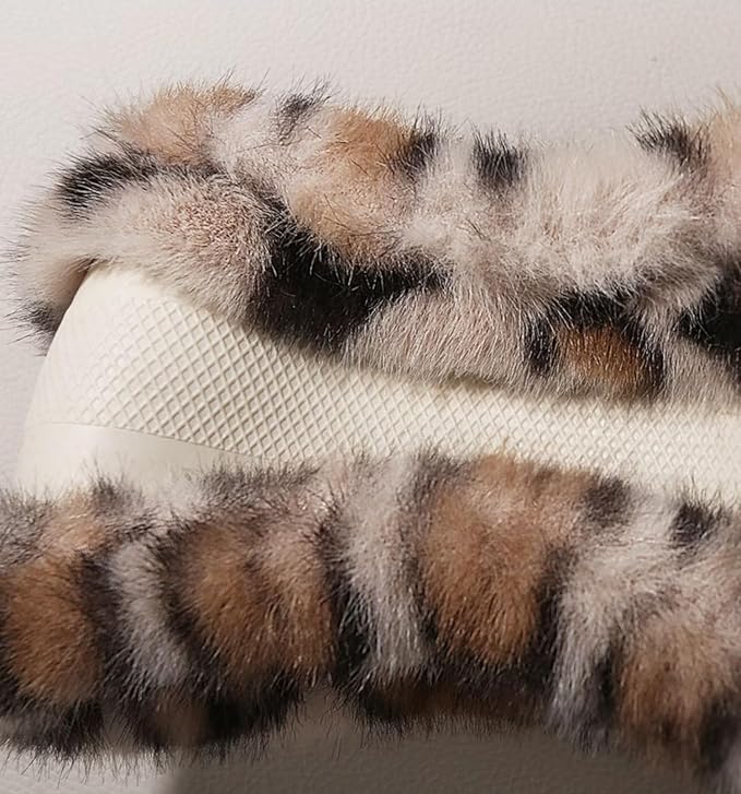 Fluffy Cheetah Car Steering Wheel Cover Luxurious Faux Fur Leopard Print Cute Wheel Protector Universal 15 Inch Fit for Vehicle, Car, Auto, SUV Winter Warm (Gray)