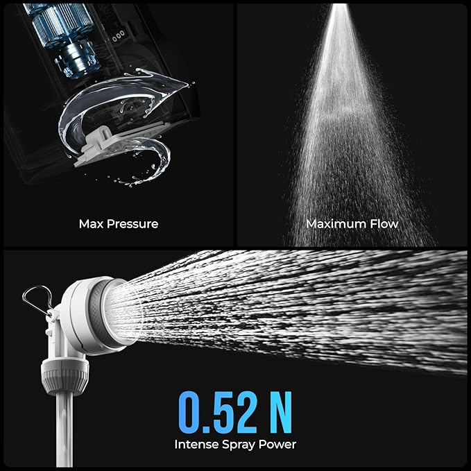 FLEXTAILGEAR Camping Shower Bucket with Built-in Electric Pump, Portable Camp Shower, 5 Gallons Rechargeable Pressure Outdoor Shower Bag, Large Water Inlet