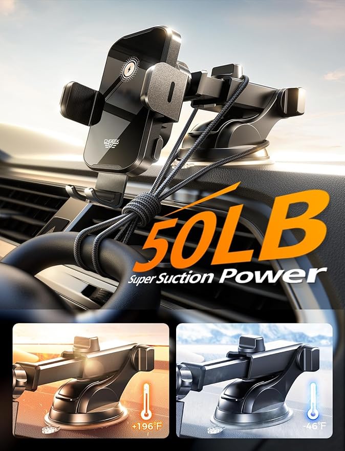 Wireless Car Charger Phone Holder Mount, 15W Fast Charging Auto Clamping Phone Holders for Your Car Dashboard Windshield Air Vent Car Accessories for iPhone, Samsung Galaxy, Google Pixel etc