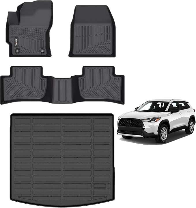 AIPOIL® Floor Mats & Cargo Liner Set for Corolla Cross AWD 2020-2025 All Weather Protection TPE Anti-Slip Automotive Full Set Custom Car Mats Accessories - Black