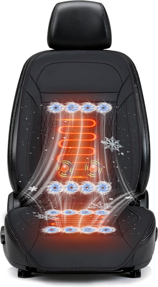 16-Fan Ventilated Car Seat Cooler with Massage, 12V All-Season Cooling Cushion for Front Seats in Cars and SUVs (Cooling&Heated&Massage-2)