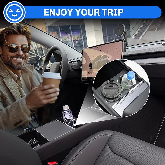 SXCY for 2025 Tesla Model Y Accessories Cup Holder Insert Silicone Cup Holder Limiter for 2025 Tesla Model Y Drink Holder Adapter Non-Slip Drink Stopper Stabilizer