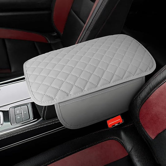 DS Upgraded Car Center Console Cover with 2 Storage,Arm Rest Covers Armrest Cover for Car, Microfiber Leather Car Armrest Cover Cushion, Universal Car Interior Accessories for Vehicles（Gray Longer）