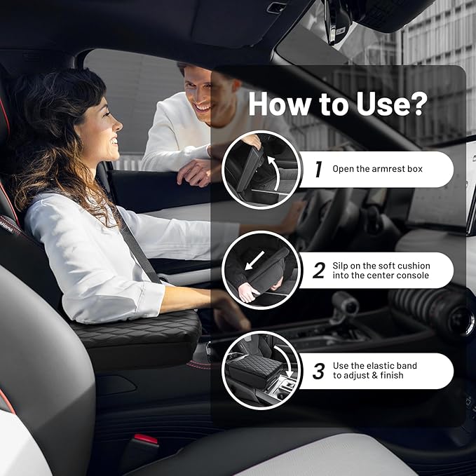 Autorder Center Console Cover for 2021-2025 Ford F150/2022-2025 F150 Lightning Accessories Armrest Cushion Cover Nappa Leather Middle Console Covers (Only fit for Work Surface Console)